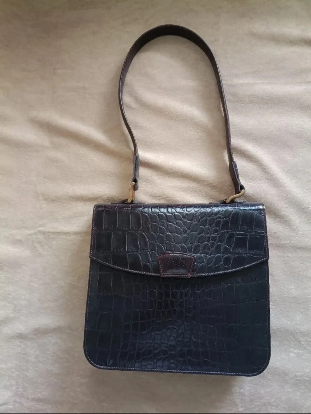 Mulberry Dark Brown Croc-Embossed Shoulder Bag